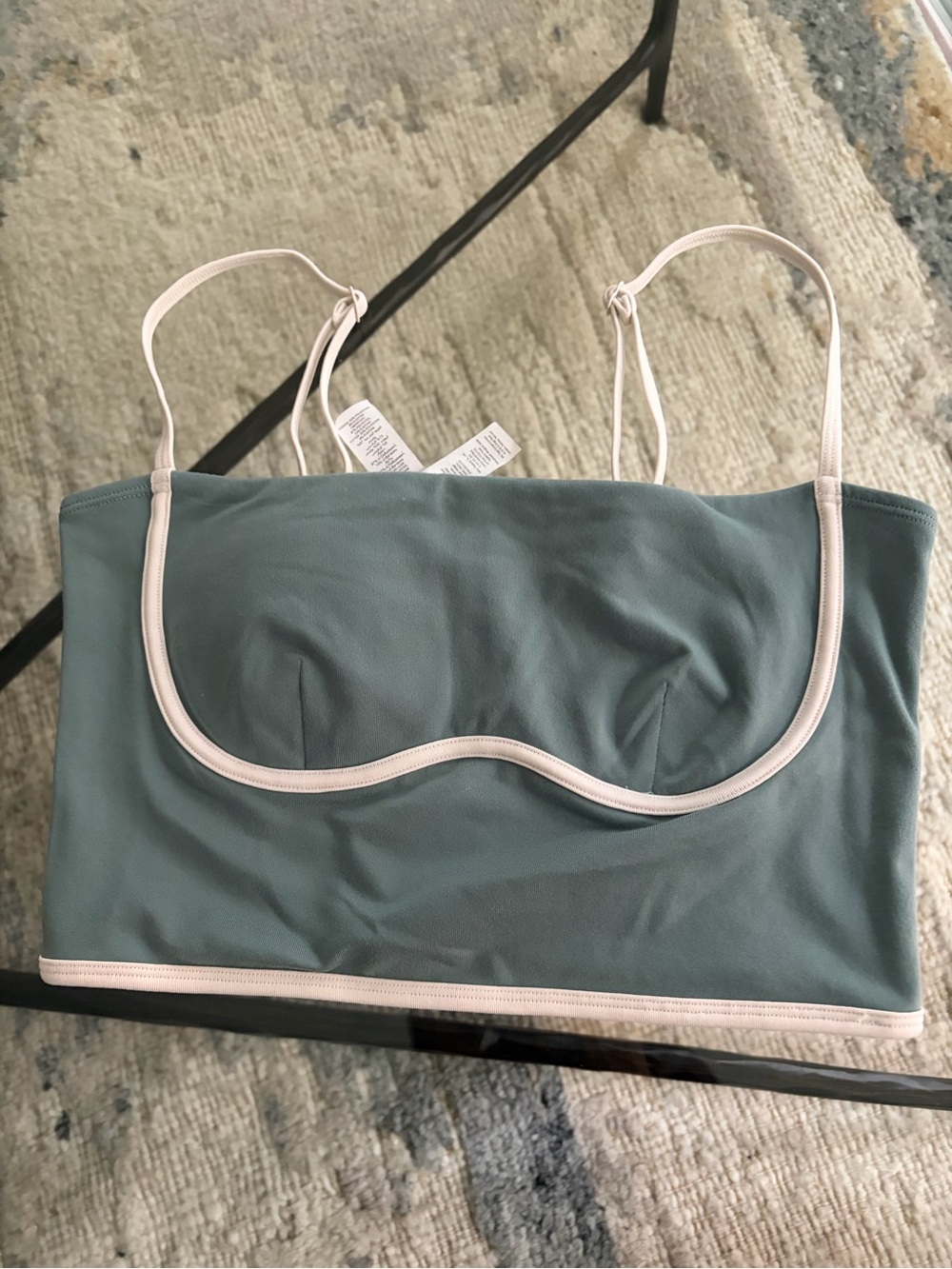 Alo Botanical Green Airbrush Streamlined Bra Tank